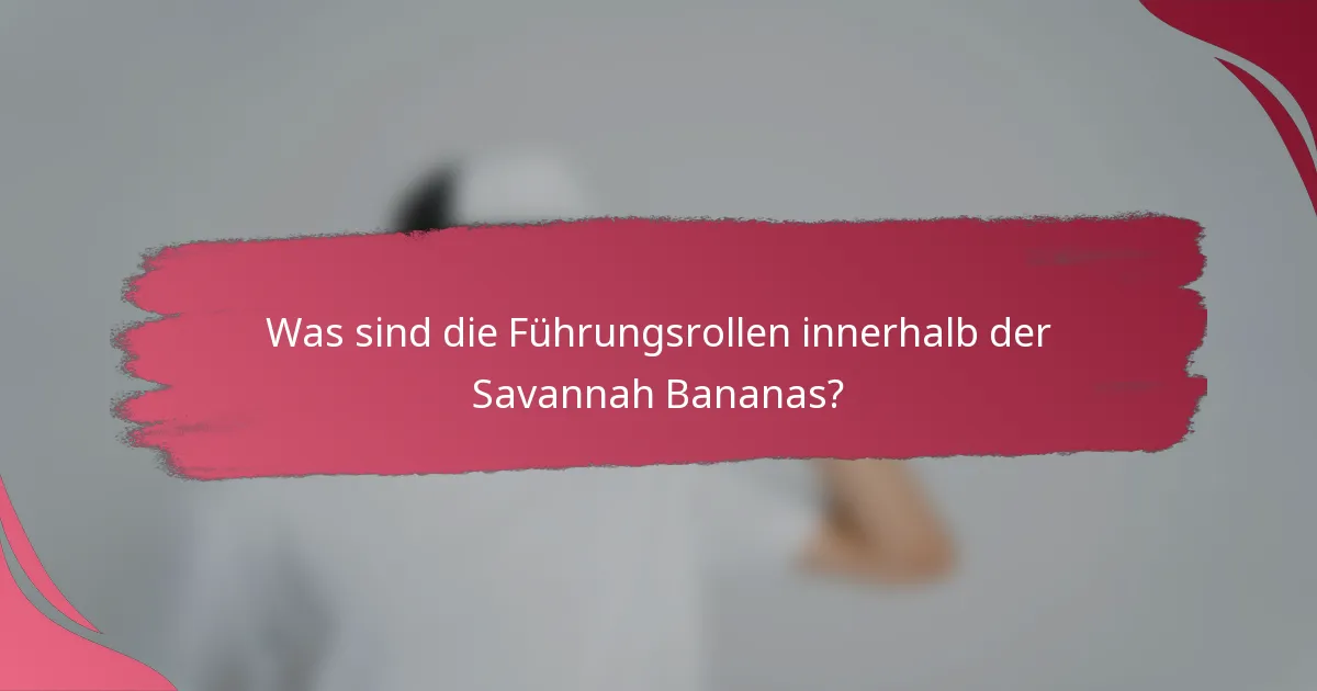 Was sind die Führungsrollen innerhalb der Savannah Bananas?