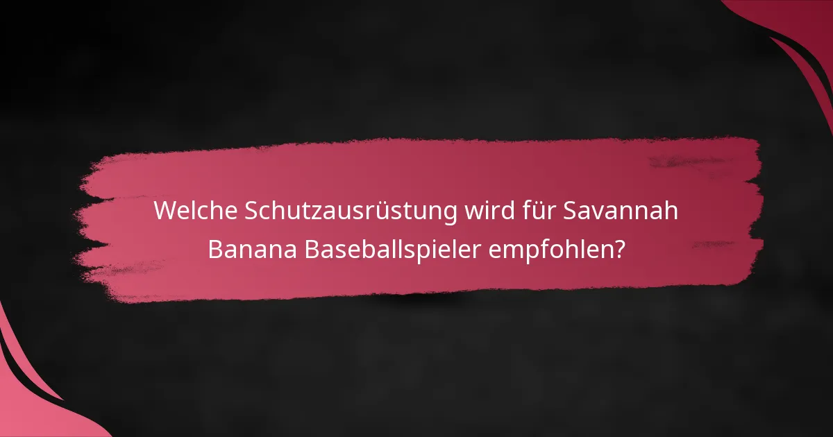 Welche Schutzausrüstung wird für Savannah Banana Baseballspieler empfohlen?
