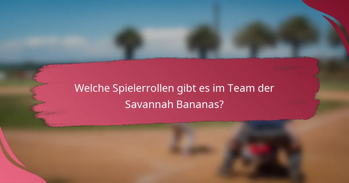 Welche Spielerrollen gibt es im Team der Savannah Bananas?