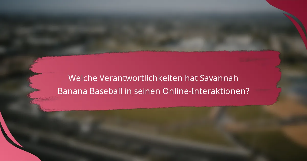 Welche Verantwortlichkeiten hat Savannah Banana Baseball in seinen Online-Interaktionen?