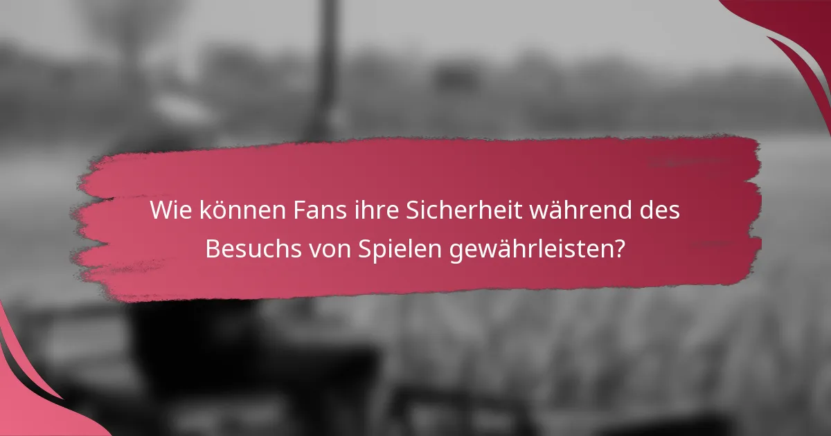 Wie können Fans ihre Sicherheit während des Besuchs von Spielen gewährleisten?