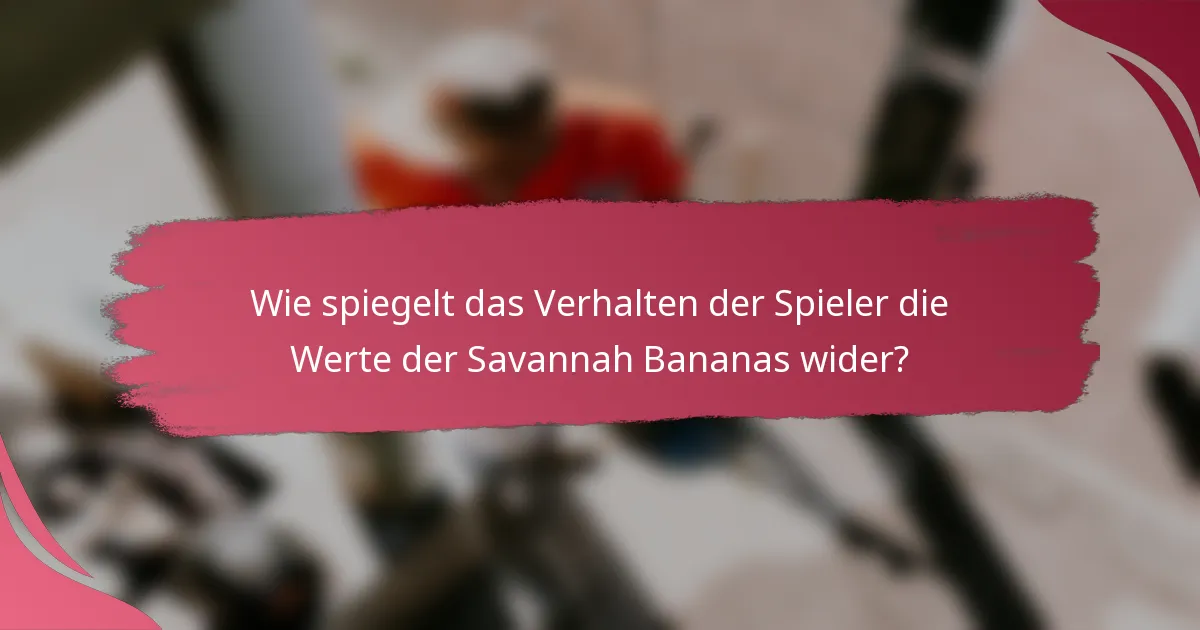 Wie spiegelt das Verhalten der Spieler die Werte der Savannah Bananas wider?