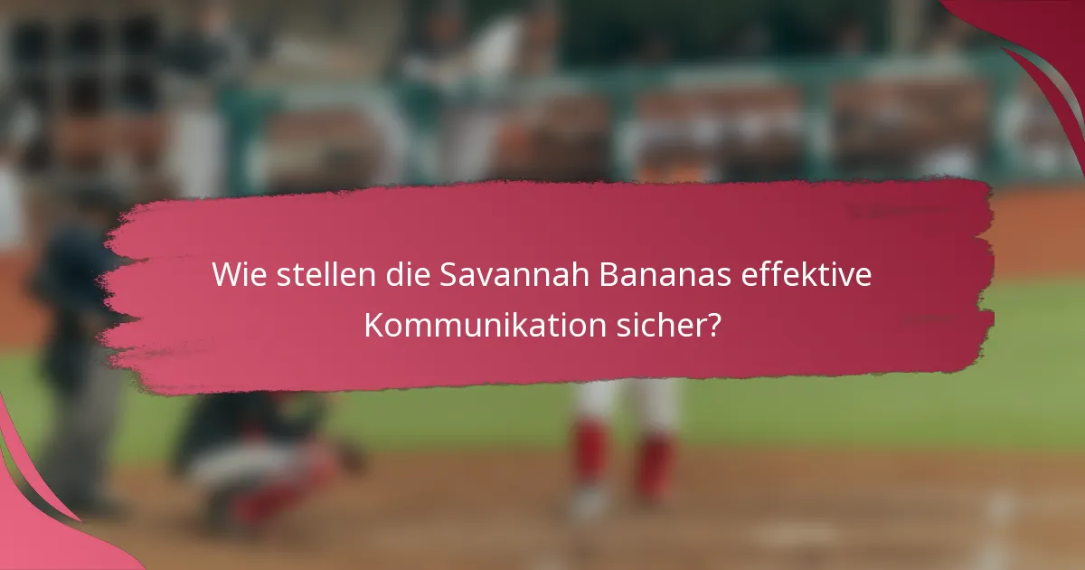Wie stellen die Savannah Bananas effektive Kommunikation sicher?