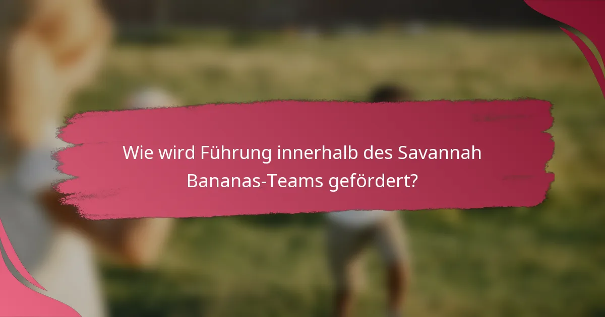 Wie wird Führung innerhalb des Savannah Bananas-Teams gefördert?
